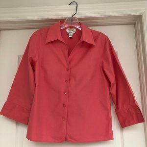 Talbots Petites 6 - Salmon Pink Cotton 3/4 sleeve